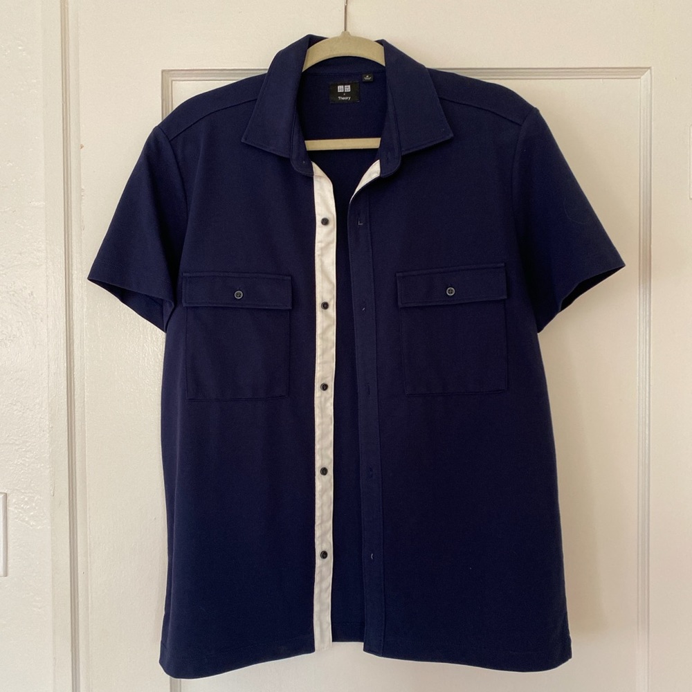Uniqlo x Theory short sleeve button down - navy